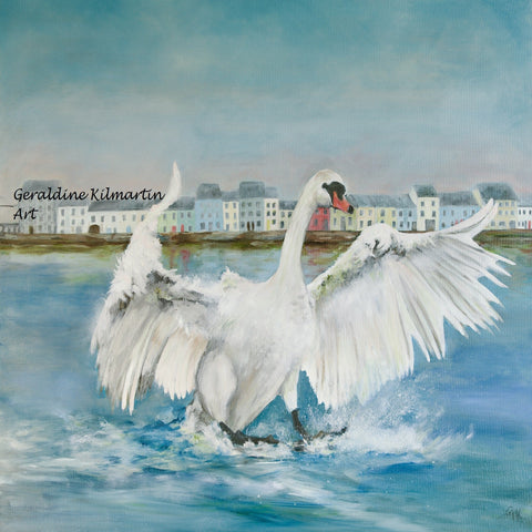 "Swanning around the Claddagh" Original Oil Painting